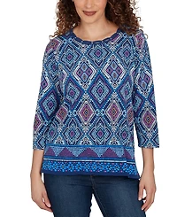 Alfred Dunner Petite Kaleidoscope Print Knit Top
