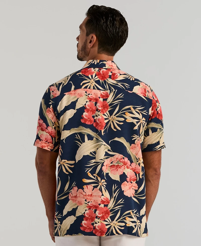 Cubavera Men's Short Sleeve Tropical Floral Print Button-Front Shirt