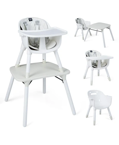 Costway Toddler 4 in 1 High Chair Convertible Table Chair Set with Pu Cushion