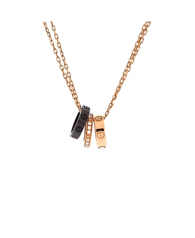 Pre-Owned Cartier Love 3 Ring Pendant Necklace