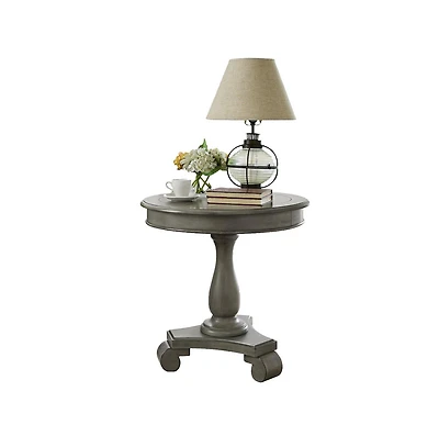 Roundhill Furniture Rene Round Wood Pedestal Side Table