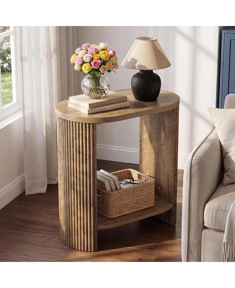 Tribesigns Narrow End Table, 2-Tier Wooden Sofa Side Table