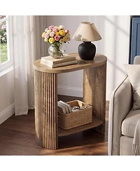 Tribesigns Narrow End Table, 2-Tier Wooden Sofa Side Table