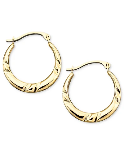 10k Gold Small Polished Pinched Hoop Earrings