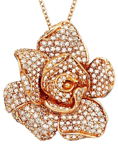 Effy Diamond Flower Pendant Necklace in 14k Rose Gold (1 1/3 ct. t.w.)