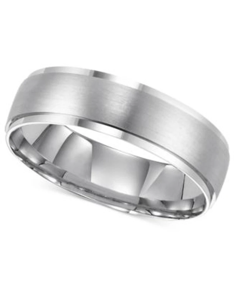 14k White Gold Brushed Finish 6mm Wedding Band