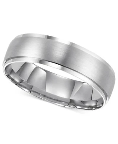 14k White Gold Brushed Finish 6mm Wedding Band