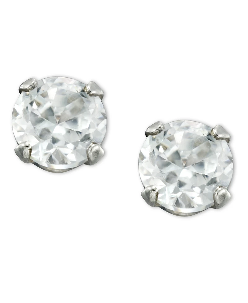 Children's 14k Gold Earrings, Cubic Zirconia Accents
