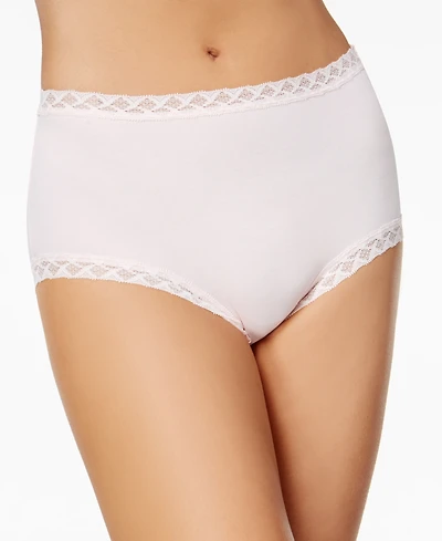 Natori Bliss Lace-Trim High Rise Cotton Brief 755058