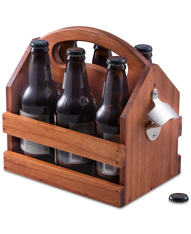 Bey-Berk 6-Pack Wooden Caddy