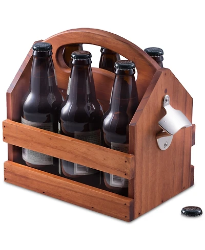 Bey-Berk 6-Pack Wooden Caddy
