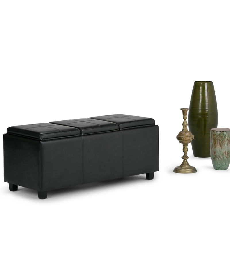 Avalon Faux Leather Storage Ottoman with 3 Trays
