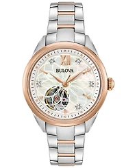 Bulova Women's Automatic Diamond Accent Two-Tone Stainless Steel Bracelet Watch 34mm 98P170