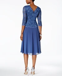 Alex Evenings Petite Cowl-Back Tea-Length Dress