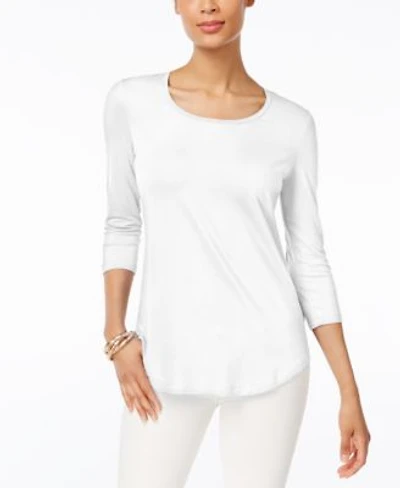 Jm Collection Womens 3 4 Sleeve Scoop Neck Top Created For Macys Pxs Xxl