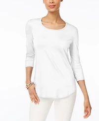 Jm Collection Womens 3 4 Sleeve Scoop Neck Top Created For Macys Pxs Xxl