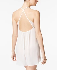 Linea Donatella Juliet Lace-Trimmed Chiffon Chemise Lingerie Nightgown