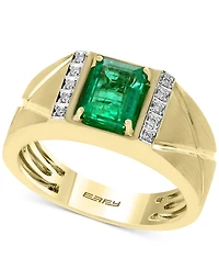 Effy Men's Emerald (1-3/8 ct. t.w.) and Diamond Accent Ring in 14k Gold