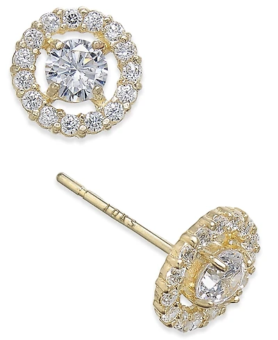 Flower Cluster Cubic Zirconia Stud Earrings in 10K Gold