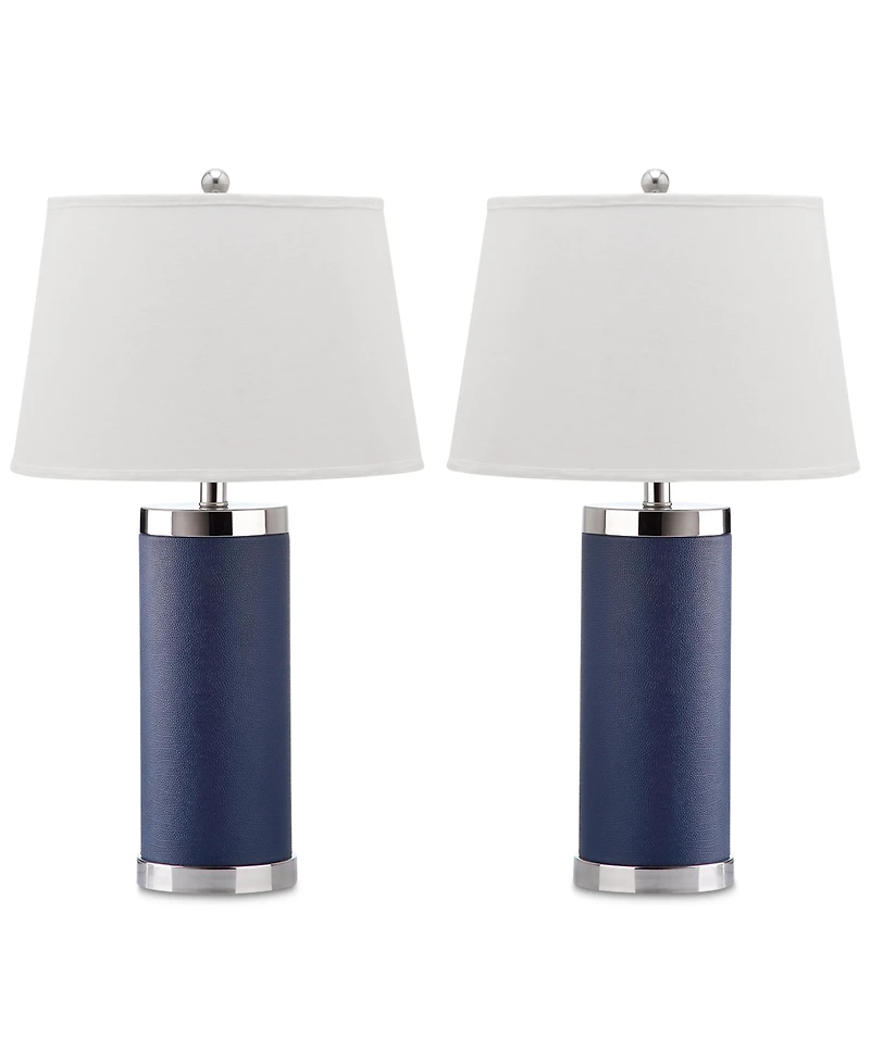 Safavieh Set of 2 Leather Column Table Lamps