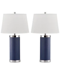 Safavieh Set of 2 Leather Column Table Lamps