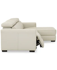 Nevio 3-pc Leather Sectional Sofa with Chaise, 1 Power Recliner and Articulating Headrests, Created for Macy's