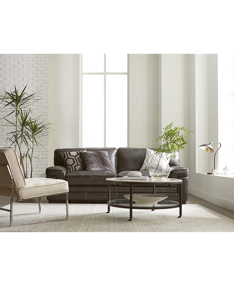 Myars 91" Leather Sofa, Created for Macy's