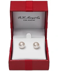Belle de Mer Cultured Freshwater Pearl Stud 14k Yellow Gold Earrings (8mm)
