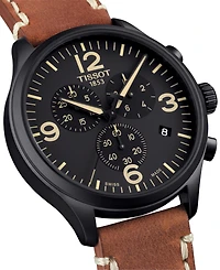 Tissot Men's Swiss Chrono Xl Brown Leather Strap Watch 45mm