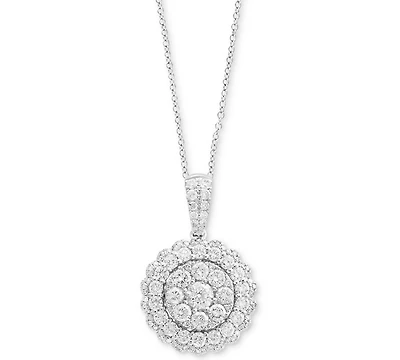 Effy Halo Cluster Pendant Necklace (1-1/5 ct. t.w.) in 14k White or Yellow Gold