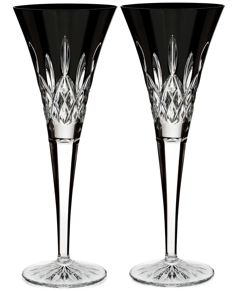 Waterford Lismore Black Toasting Flute Pair