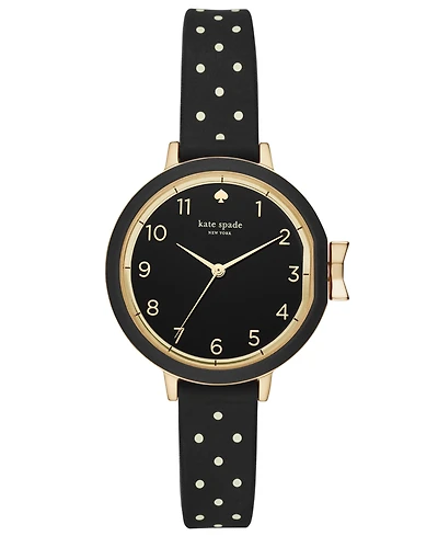 kate spade new york Women's Park Row Black Dot Silicone Strap Watch 34mm