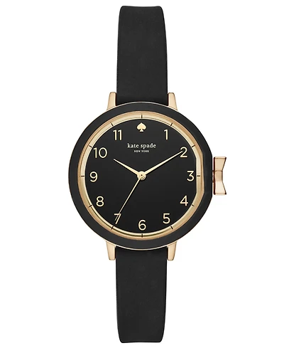 kate spade new york Women's Park Row Black Silicone Strap Watch 34mm