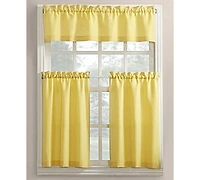 Martine Microfiber Semi-Sheer Rod Pocket Kitchen Curtain Valance Tiers Set