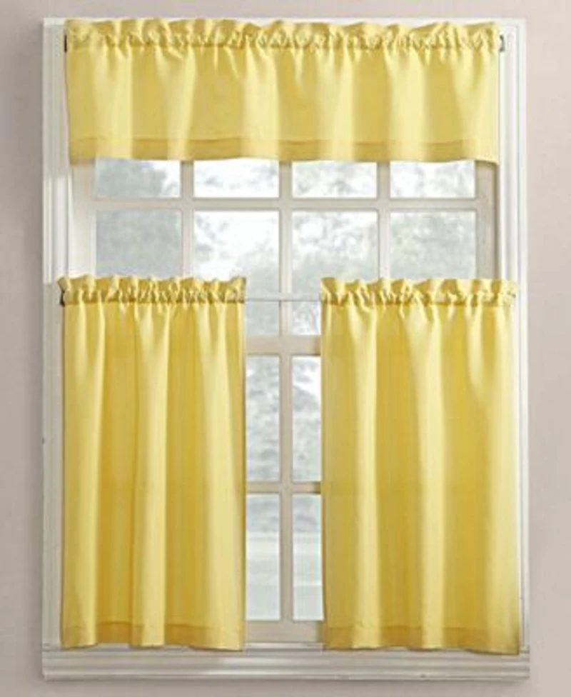 Martine Microfiber Semi Sheer Rod Pocket Kitchen Curtain Valance Tiers Set