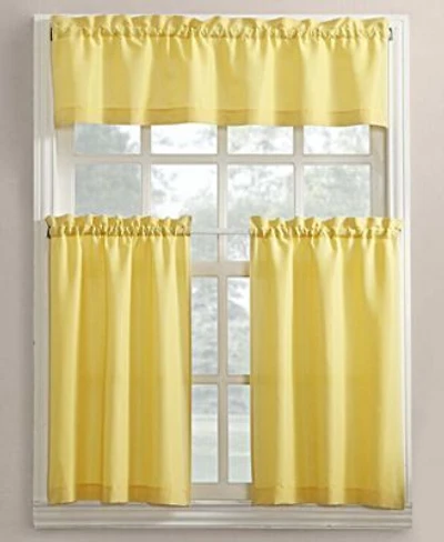 Martine Microfiber Semi Sheer Rod Pocket Kitchen Curtain Valance Tiers Set