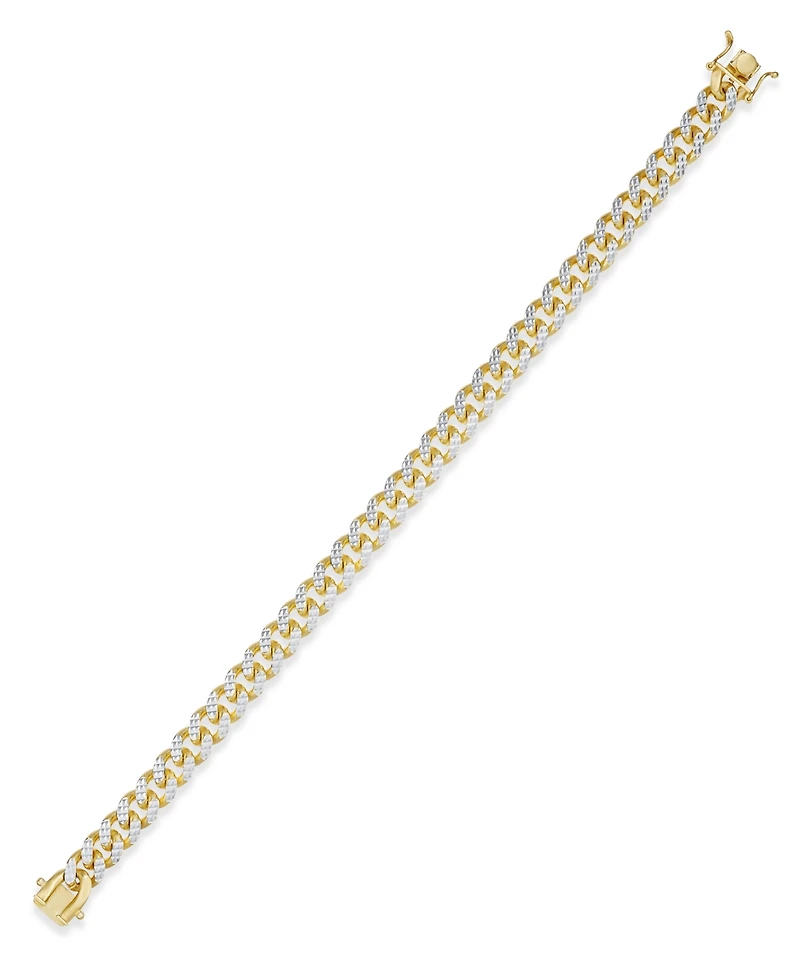 Men's Two-Tone Cuban Link Chain Bracelet in 14k Gold-Plated Sterling Silver and Sterling Silver