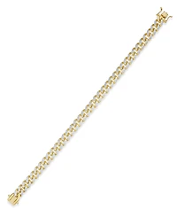 Men's Two-Tone Cuban Link Chain Bracelet in 14k Gold-Plated Sterling Silver and Sterling Silver