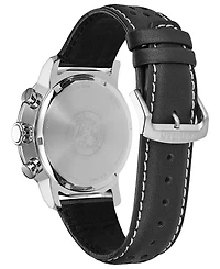 Citizen Eco-Drive Men's Chronograph Black Leather Strap Watch 44mm
