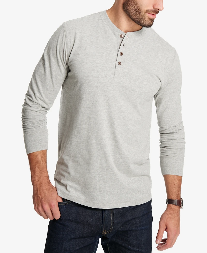 Weatherproof Vintage Men's Long Sleeve Brushed Jersey Henley T-shirt