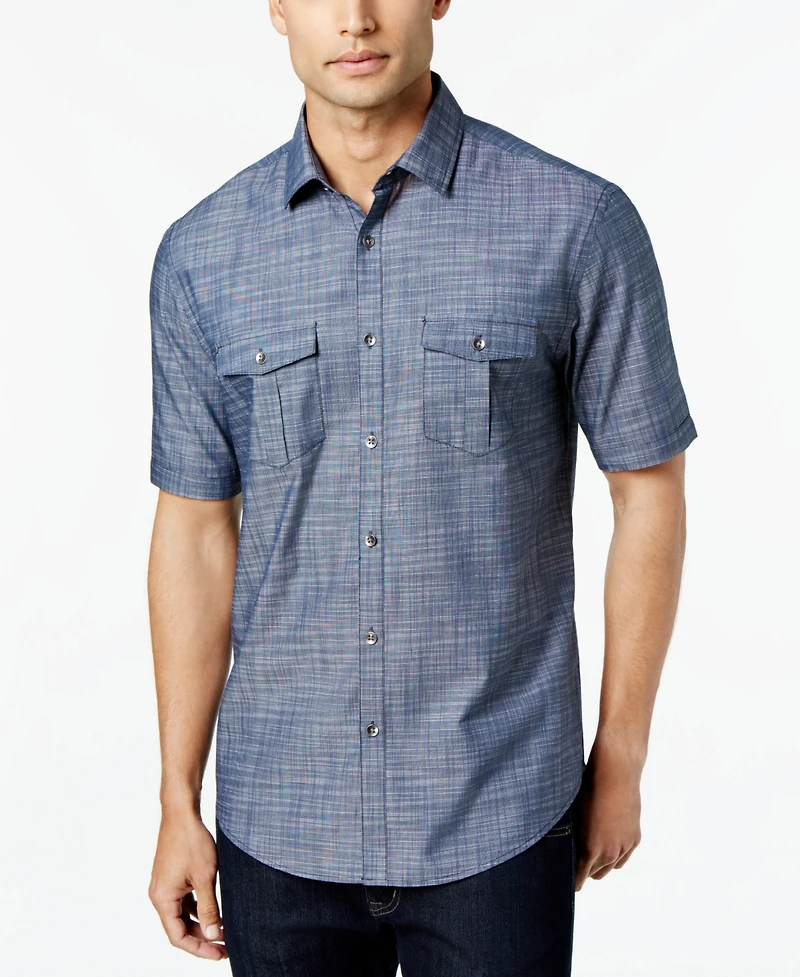 Alfani Men's Warren Textured Short Sleeve Shirt, Created for Macy's