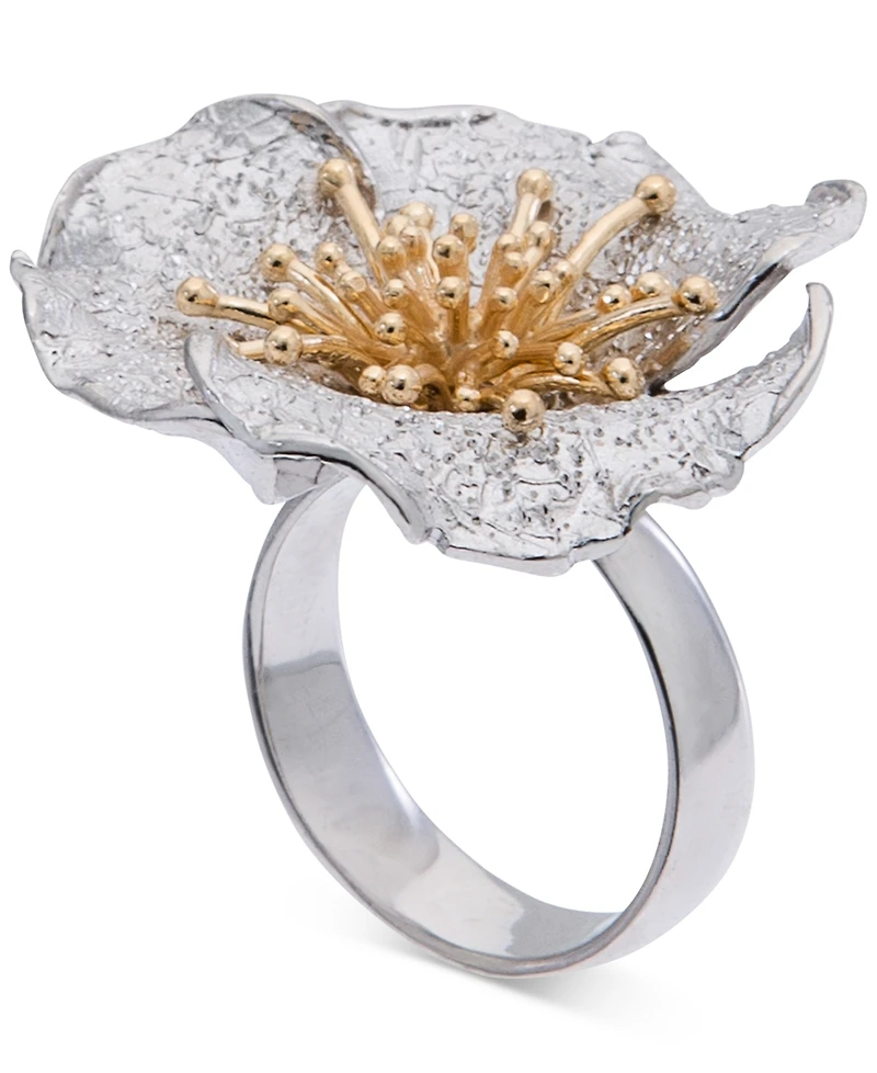 Giani Bernini Two-Tone Hibiscus Flower Statement Ring, Created for Macy's