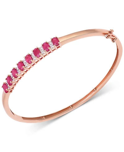 Tanzanite (3-1/8 ct. t.w.) & Diamond (1/8 Bangle Bracelet 14K Gold over Sterling Silver (Also Available Ruby, Emerald, and Sapphire)