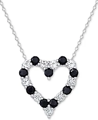 Emerald (1 ct. t.w.) & White Topaz Heart Pendant Necklace Sterling Silver (also available Sapphire Ruby)