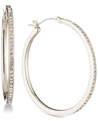 Dkny Gold-Tone Pave 1" Skinny Hoop Earrings