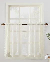 Alison Floral Lace Sheer Rod Pocket Kitchen Curtain Tier Pair