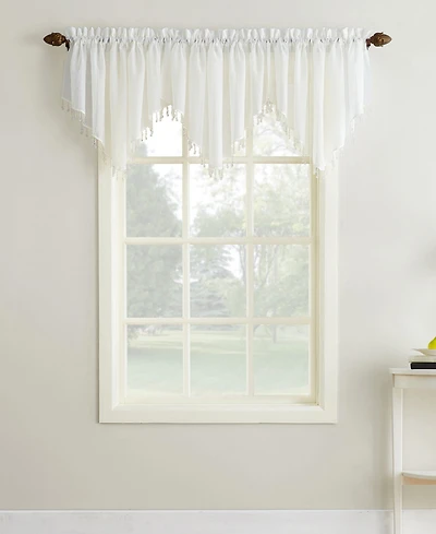 Crushed Sheer Voile Ascot Beaded Rod Pocket Curtain Valance