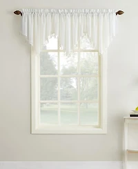 Crushed Sheer Voile Ascot Beaded Rod Pocket Curtain Valance