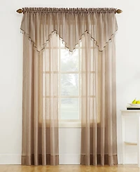Crushed Sheer Voile Ascot Beaded Rod Pocket Curtain Valance