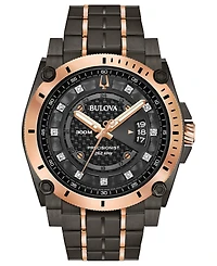 Bulova Men's Precisionist Champlain Diamond-Accent Gray & Rose Gold-Tone Stainless Steel Bracelet Watch 46.5mm